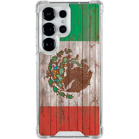 Mexican Flag Dark Wood Galaxy S25 Ultra Clear Case